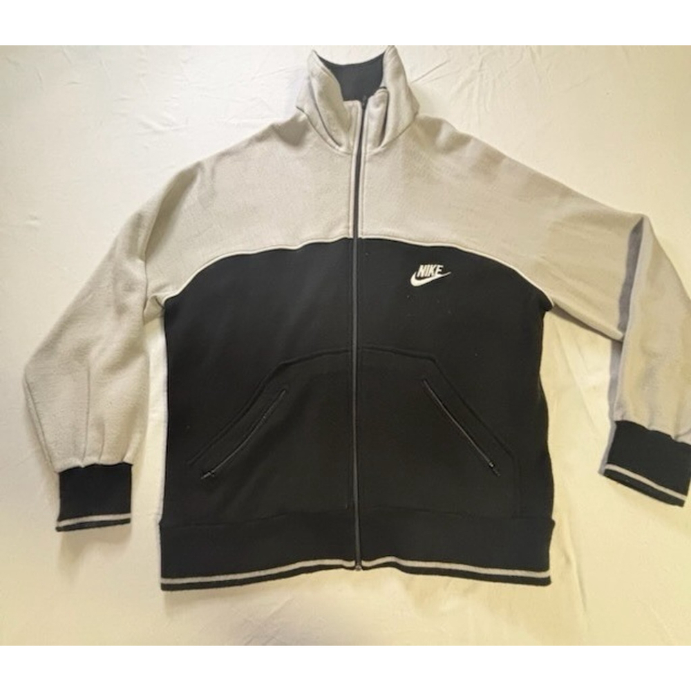 Vintage Nike Sportswear Track Jacket XL Black Gray Made in Taiwan 80s 90s